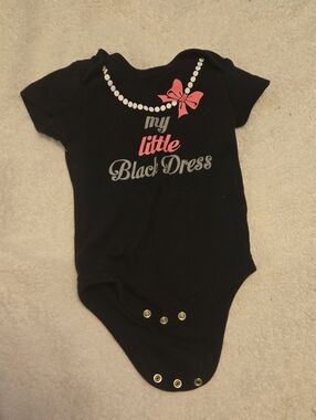 Black Baby One-Piece Bodysuit with Pink Accent